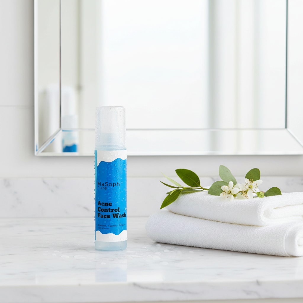 Acne Control Face Wash in clean bathroom setting