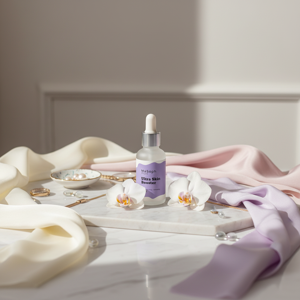 Ultra Skin Booster serum with silk ribbons and orchids