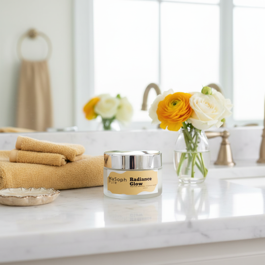 Radiance Glow in luxe golden bathroom setting