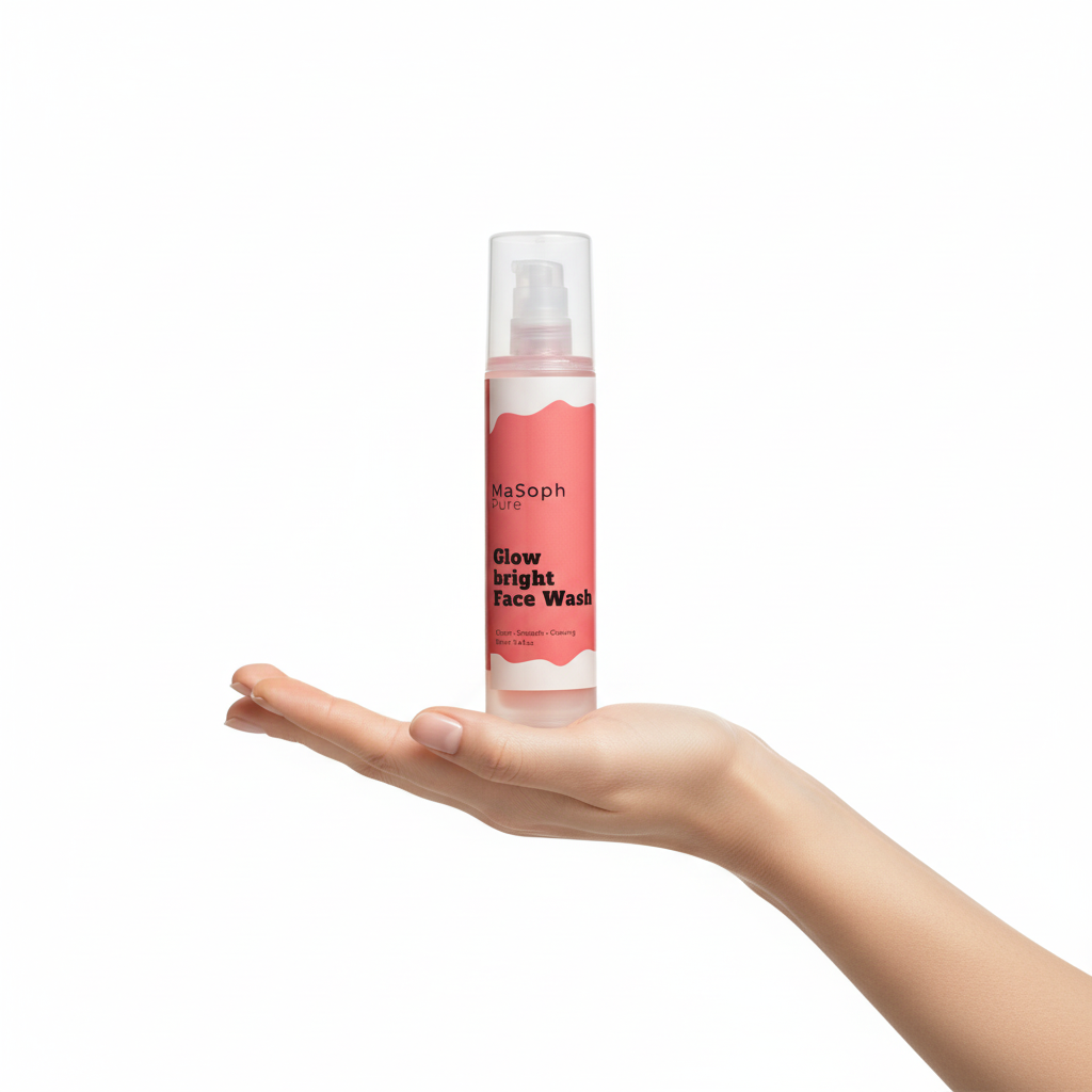 Glow Bright Face Wash held in hand