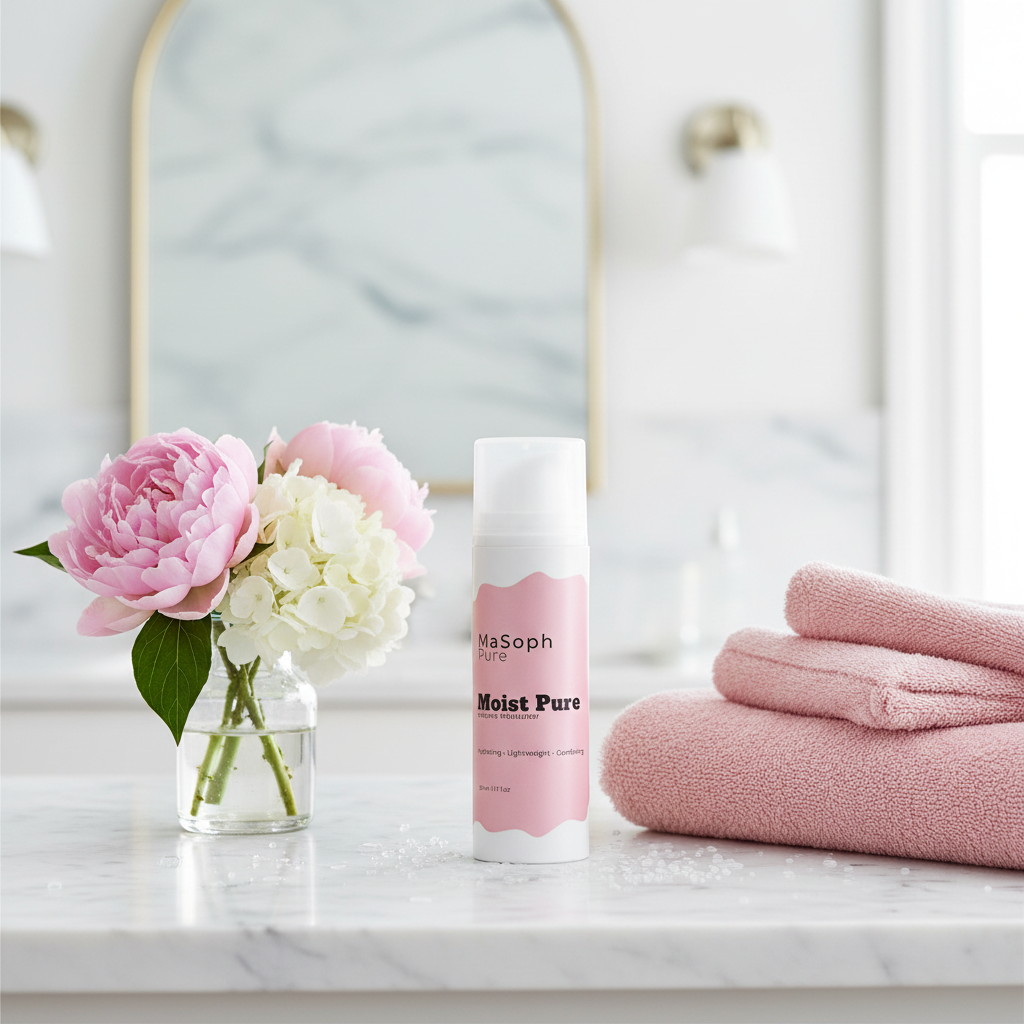 Moist Pure in hydrating bathroom setting